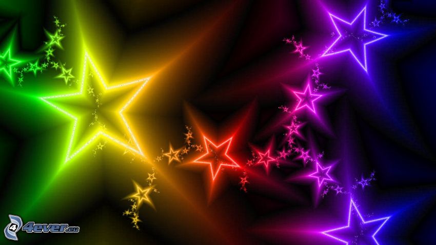 stars, rainbow colors