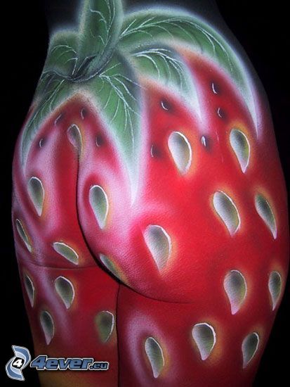 bodypainting, strawberry, ass