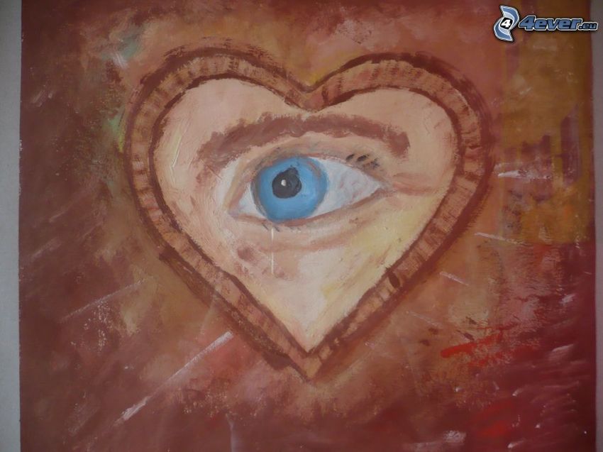 eye, heart, painting