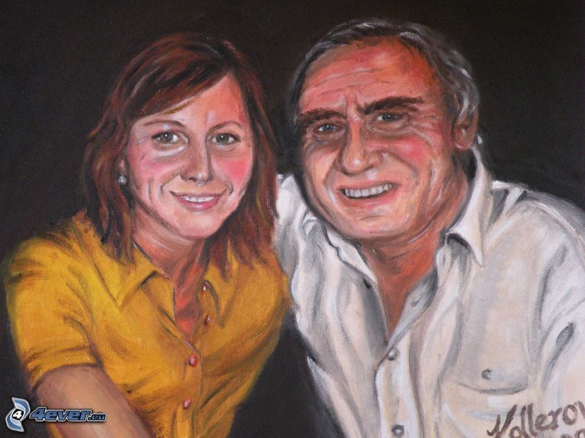 man and woman, oil painting, portrait