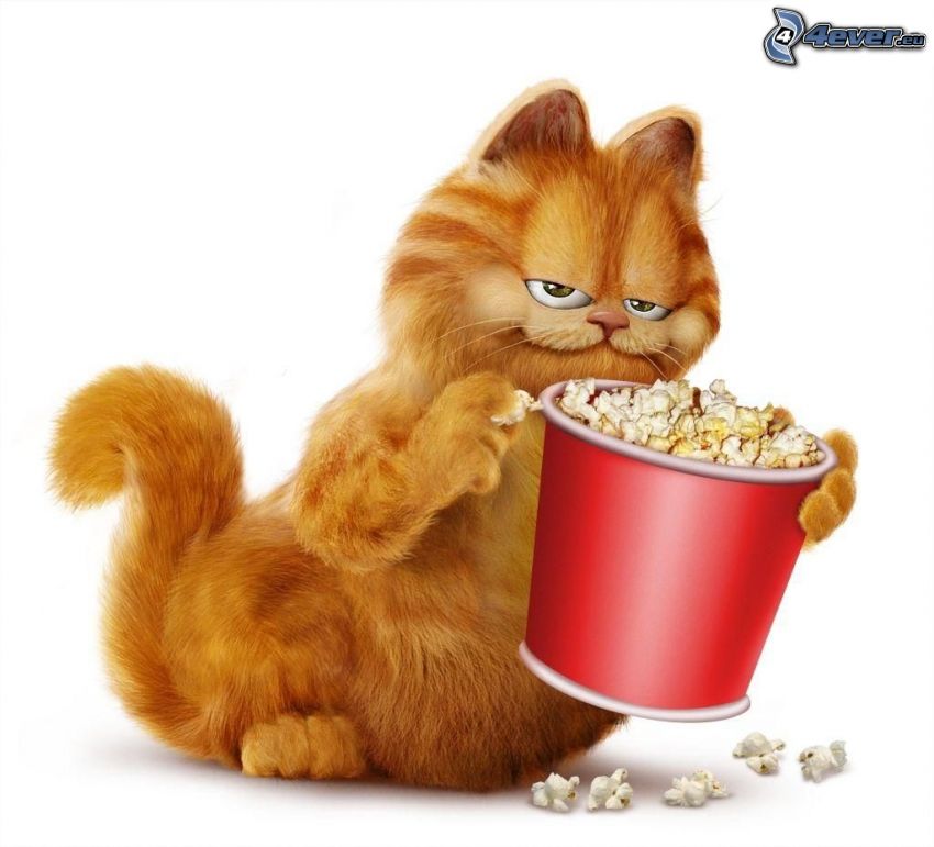 Garfield, popcorn