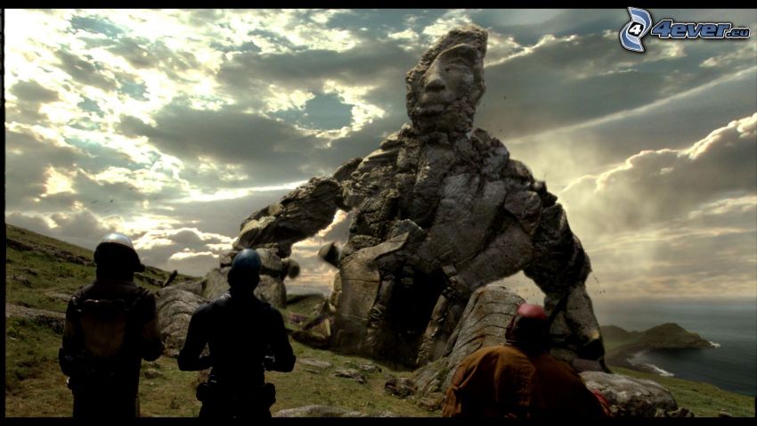 Hellboy 2, statue, clouds