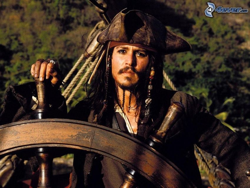 Jack Sparrow, Johnny Depp, Pirates of the Caribbean, rudder