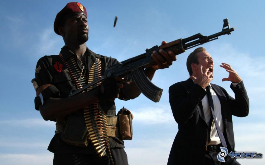 Lord of War, soldier with a gun, man in suit