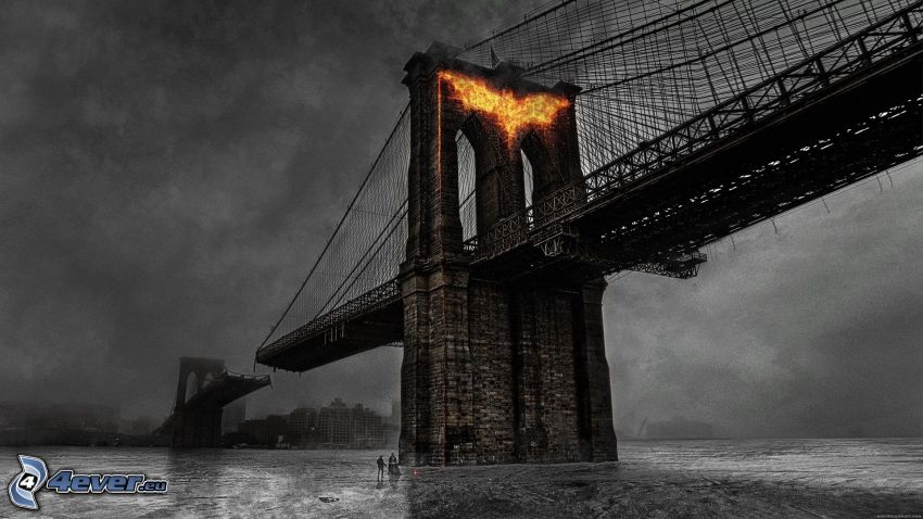 The Dark Knight Rises, destroyed bridge, Brooklyn Bridge