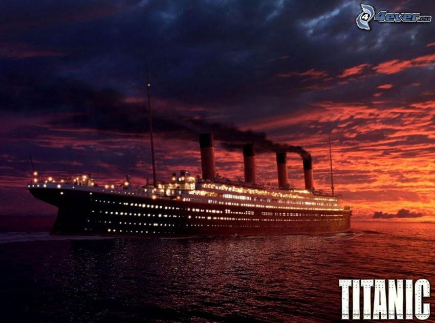 Titanic, after sunset, clouds