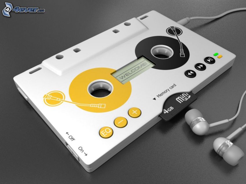 cassette, headphones, mp3 player