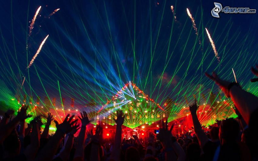 concert, crowd, fans, hands, lights