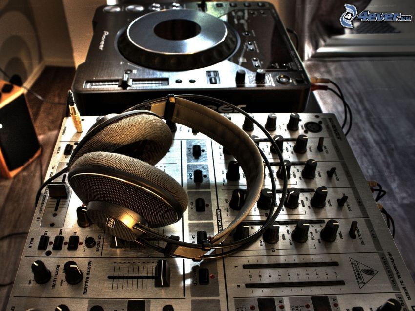DJ console, headphones, Pioneer