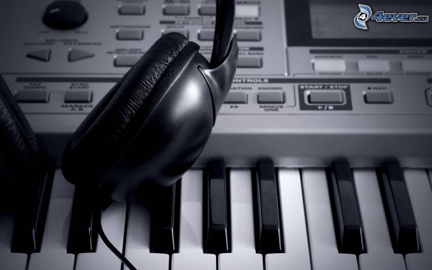 headphones, piano