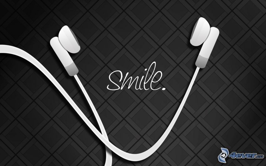 headphones, smile