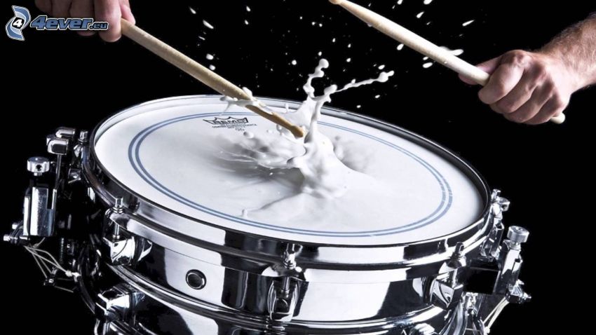 playing drums, milk, splash