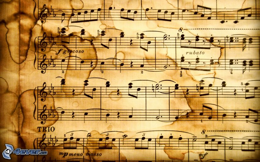 sheet of music, clef, blots