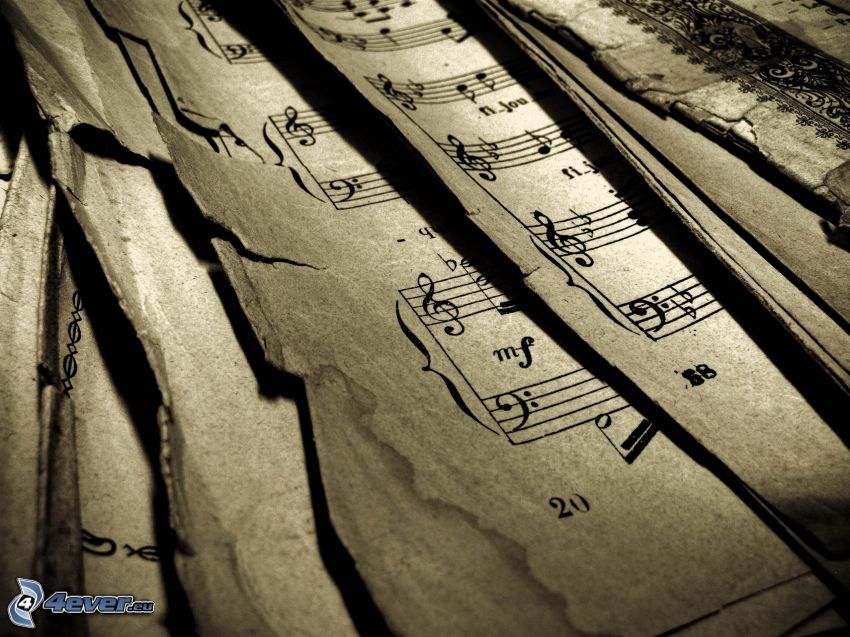 sheet of music, papers