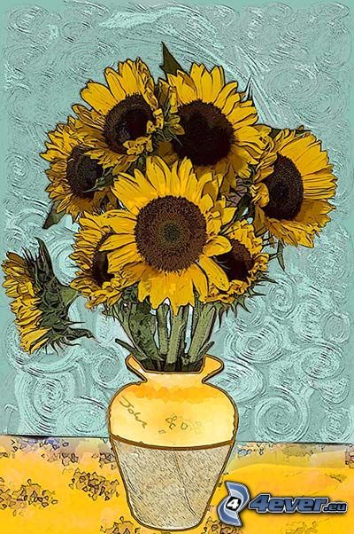 sunflower, vase