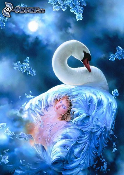swan, painted woman, sleep