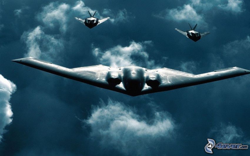 B-2 Spirit, flight, clouds