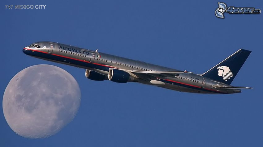 Boeing 757, Moon, sky