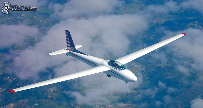 glider, over the clouds