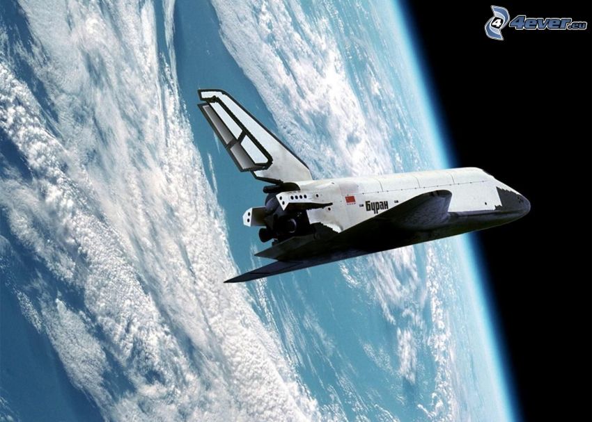 Buran space shuttle in orbit, Earth