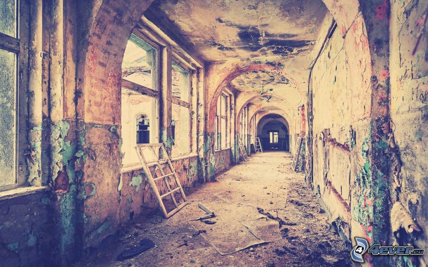 abandoned hallway in factory