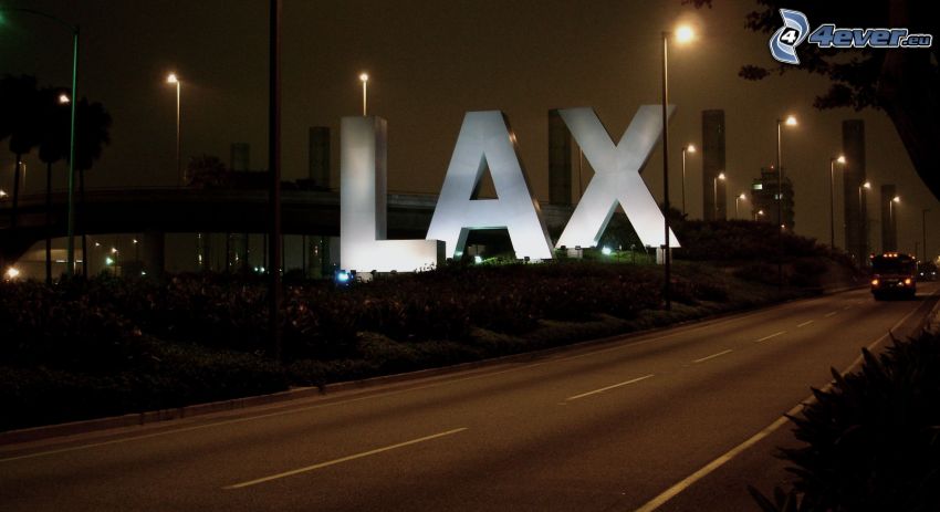 airport in Los Angeles, LAX, road, night