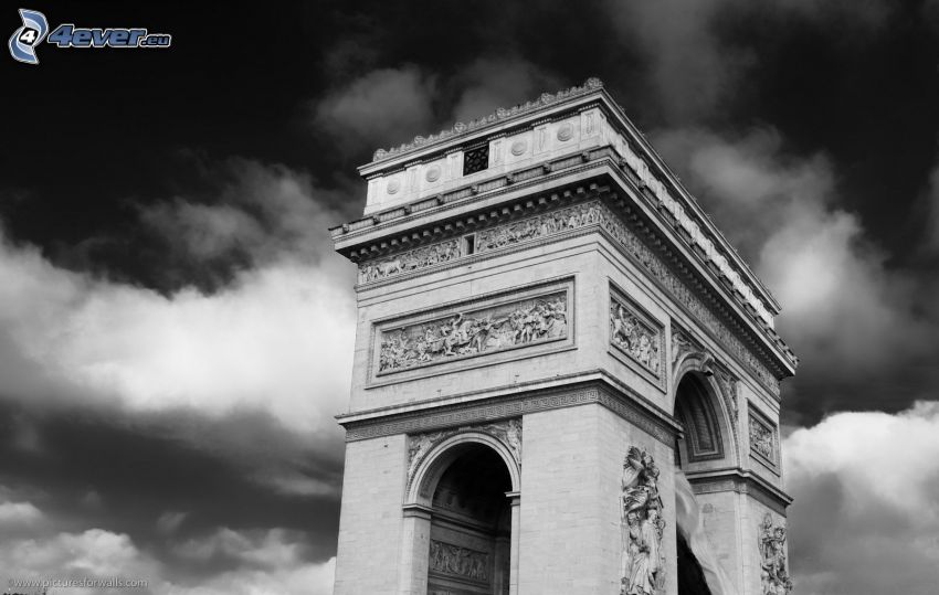 Arc de Triomphe, black and white photo