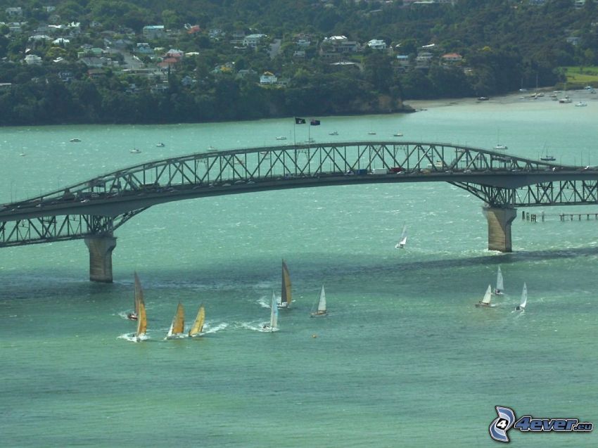 Auckland Harbour Bridge, ships