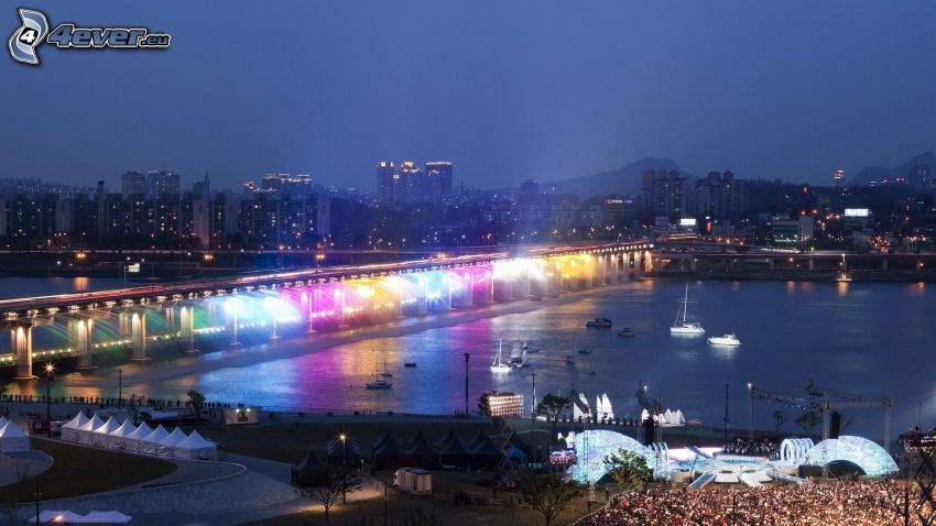 Banpo Bridge, Seoul, night city