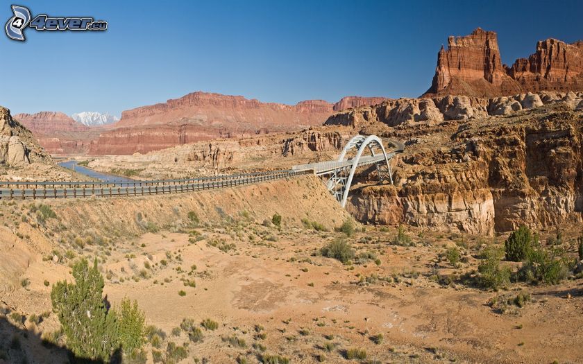 bridge, desert rocks