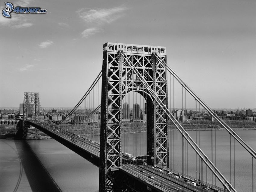 George Washington Bridge, black and white photo