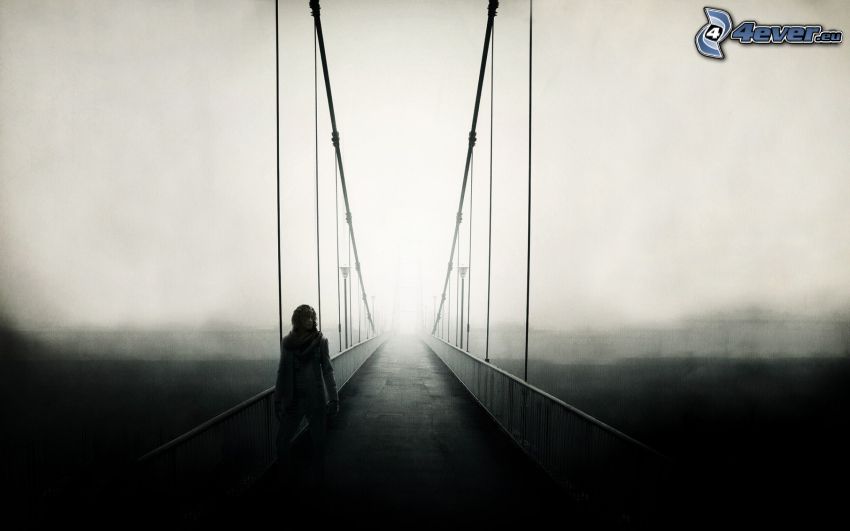 girl, pedestrian bridge