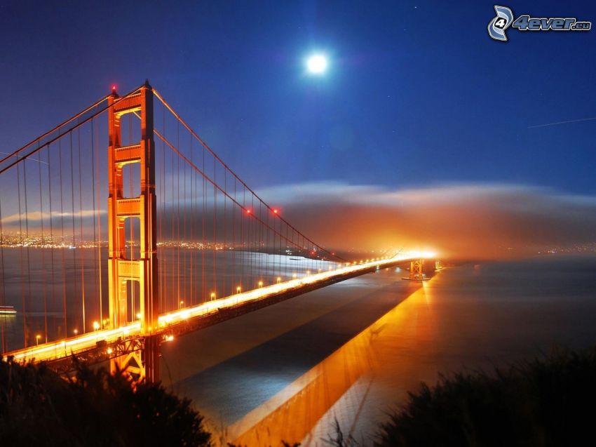 Golden Gate, lighted bridge