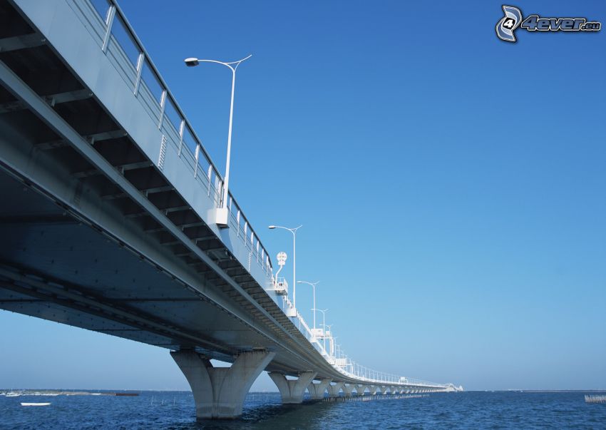 highway bridge, sea