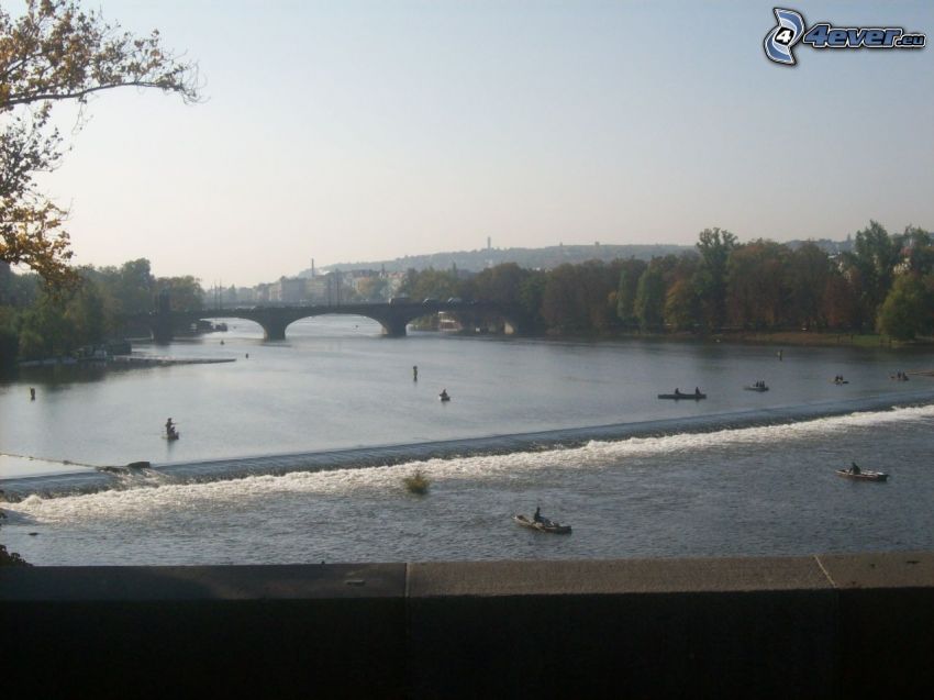 Legion Bridge, Vltava, Prague, River, waterfront