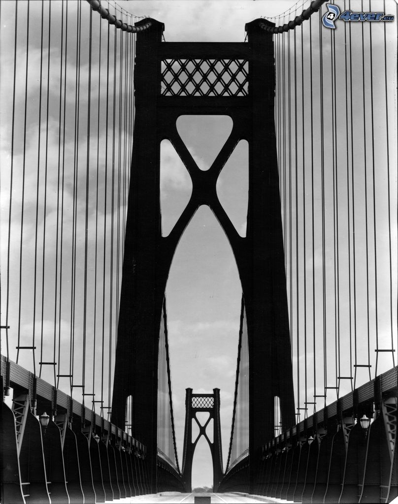 Mid-Hudson Bridge, black and white photo