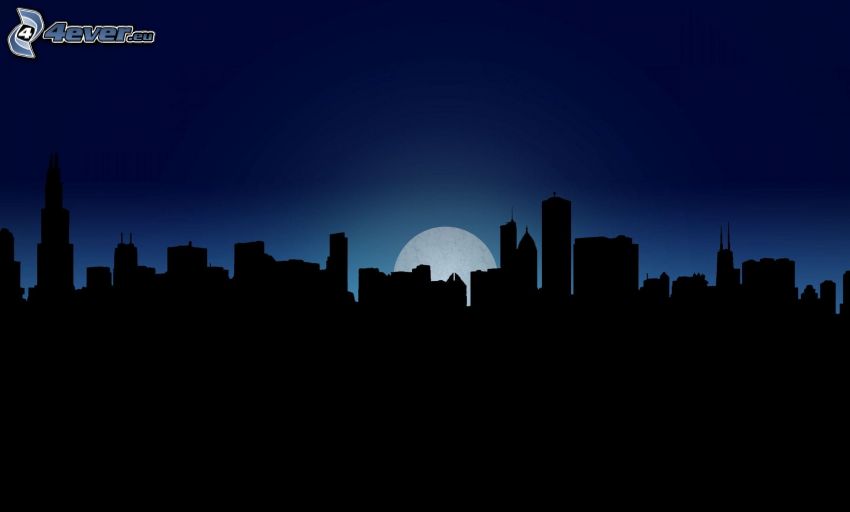 Chicago, moon, night