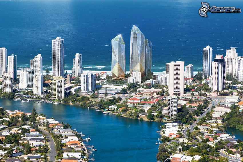 Gold Coast, skyscrapers, sea