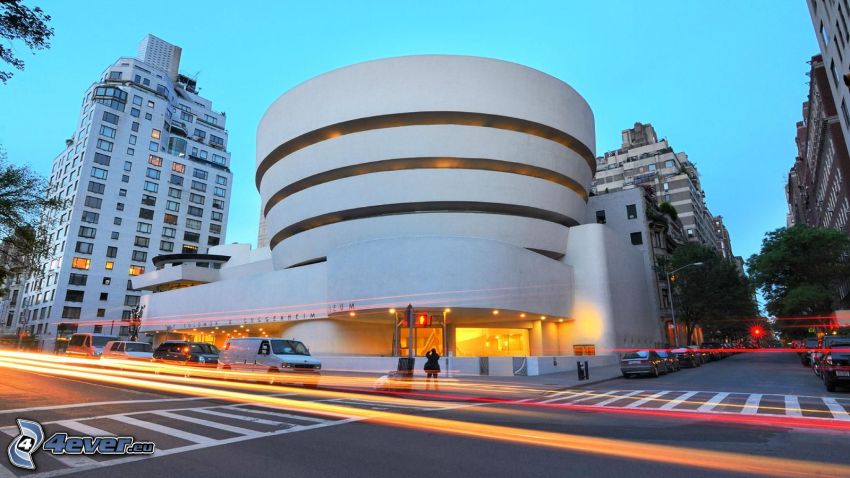 Guggenheim Museum, streets, lights