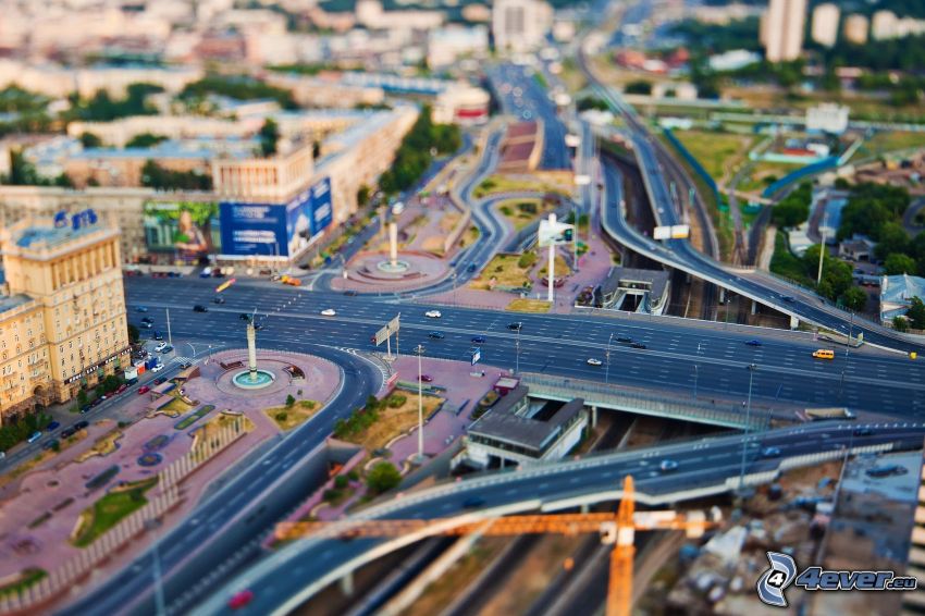 highway, city, diorama