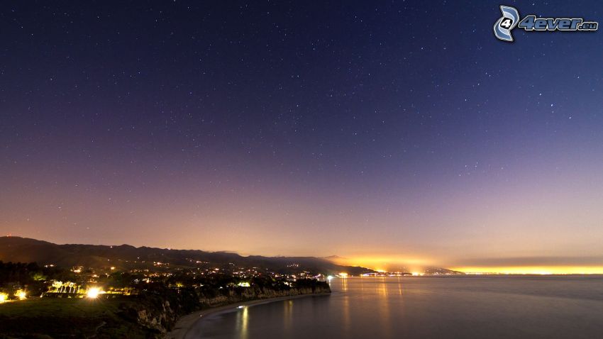 Los Angeles, coast at night, sea, night sky, starry sky