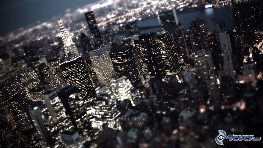 New York, skyscrapers, night city, Chrysler Building