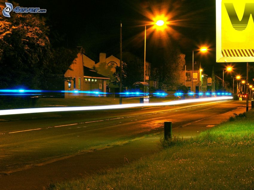 night route, street lights