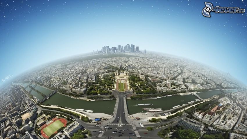 Paris, view of the city, Eiffel Tower, La Défense
