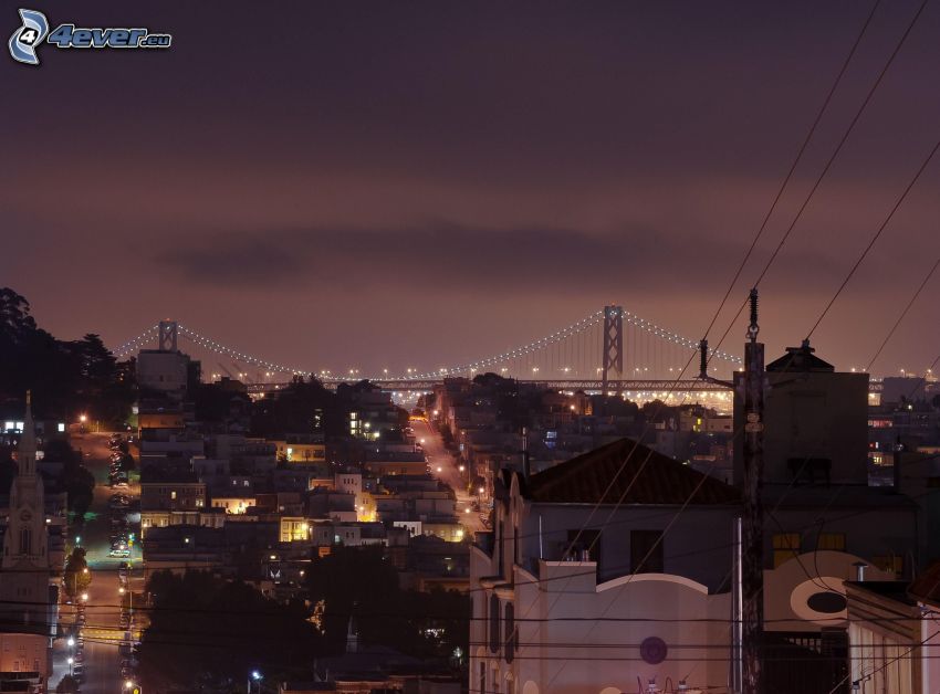 San Francisco, evening city, Bay Bridge