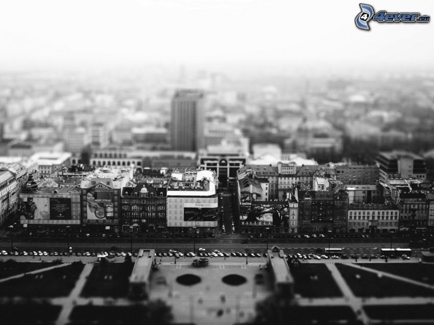 Warsaw, black and white photo