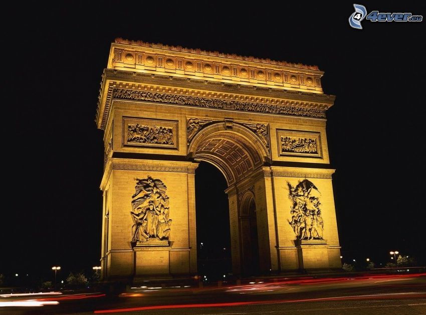 Arc de Triomphe, Paris, night, lighting
