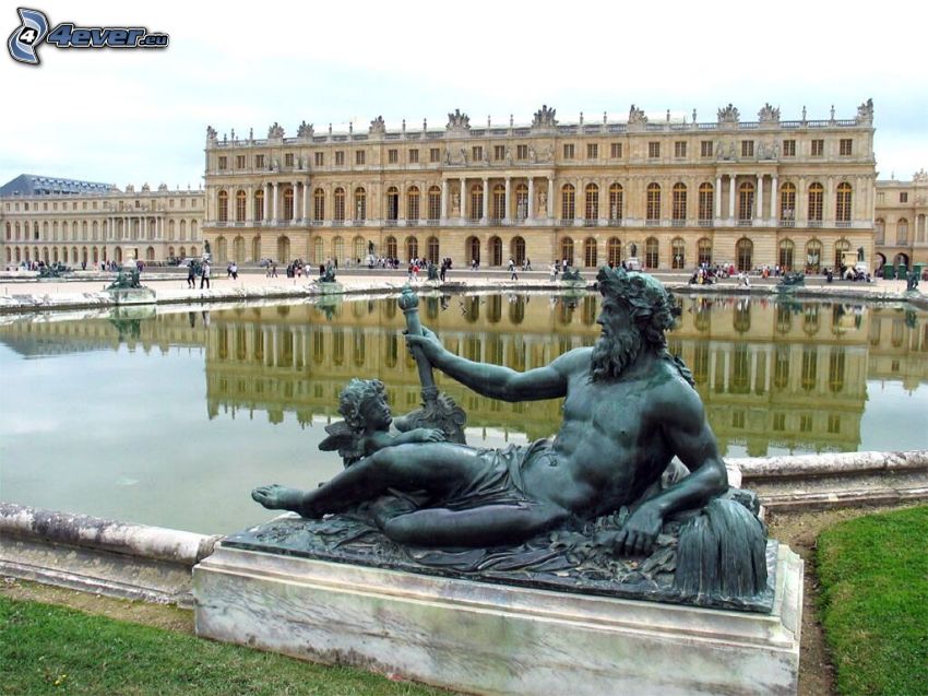 Castle Versailles, statue, lake