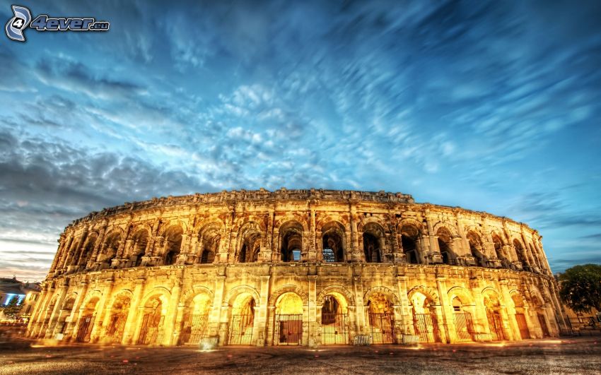 Colosseum, clouds, sky, HDR