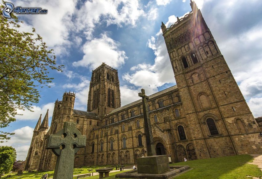 Durham Cathedral, clouds, cross